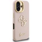 Guess PU Grained 4G Logo Stand Camera Frame kryt pre iPhone 16, ružový