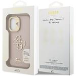 Guess PU Grained 4G Logo Stand Camera Frame kryt pre iPhone 16, ružový