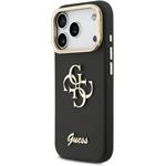 Guess PU Grained 4G Logo Stand Camera Frame kryt pre iPhone 17 Pro, čierny
