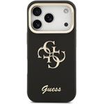 Guess PU Grained 4G Logo Stand Camera Frame kryt pre iPhone 17 Pro, čierny