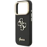 Guess PU Grained 4G Logo Stand Camera Frame kryt pre iPhone 17 Pro, čierny