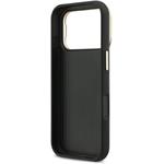 Guess PU Grained 4G Logo Stand Camera Frame kryt pre iPhone 17 Pro, čierny
