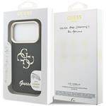 Guess PU Grained 4G Logo Stand Camera Frame kryt pre iPhone 17 Pro, čierny