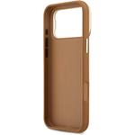 Guess PU Grained 4G Logo Stand Camera Frame kryt pre iPhone 17 Pro Max, hnedý