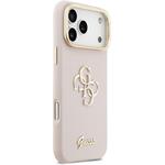 Guess PU Grained 4G Logo Stand Camera Frame kryt pre iPhone 17 Pro Max, ružový