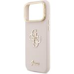 Guess PU Grained 4G Logo Stand Camera Frame kryt pre iPhone 17 Pro Max, ružový