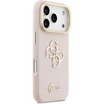 Guess PU Grained 4G Logo Stand Camera Frame kryt pre iPhone 17 Pro, ružový