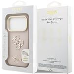 Guess PU Grained 4G Logo Stand Camera Frame kryt pre iPhone 17 Pro, ružový