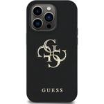 Guess PU Grained 4G Metal Logo kryt pre iPhone 14 Pro, čierny