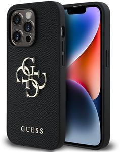 Guess PU Grained 4G Metal Logo kryt pre iPhone 14 Pro, čierny