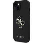 Guess PU Grained 4G Metal Logo kryt pre iPhone 15, čierny