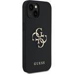 Guess PU Grained 4G Metal Logo kryt pre iPhone 15, čierny
