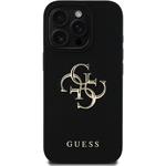 Guess PU Grained 4G Metal Logo kryt pre iPhone 15 Pro, čierny