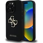 Guess PU Grained 4G Metal Logo kryt pre iPhone 15 Pro, čierny
