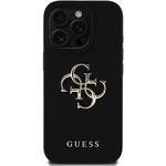 Guess PU Grained 4G Metal Logo kryt pre iPhone 15 Pro Max, čierny