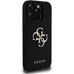 Guess PU Grained 4G Metal Logo kryt pre iPhone 15 Pro Max, čierny