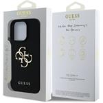 Guess PU Grained 4G Metal Logo kryt pre iPhone 15 Pro Max, čierny