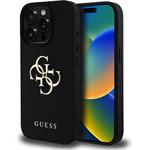 Guess PU Grained 4G Metal Logo kryt pre iPhone 15 Pro Max, čierny