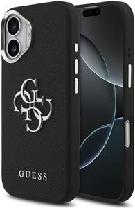 Guess PU Grained 4G Metal Logo kryt pre iPhone 17, čierny