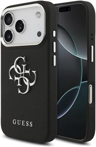 Guess PU Grained 4G Metal Logo kryt pre iPhone 17 Pro, čierny