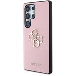 Guess PU Grained 4G Metal Logo kryt pre Samsung Galaxy S25 Ultra, ružový
