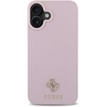 Guess PU Grained 4G Small Metal Logo MagSafe kryt pre iPhone 16 Plus, ružový