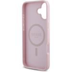 Guess PU Grained 4G Small Metal Logo MagSafe kryt pre iPhone 16 Plus, ružový