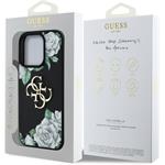 Guess PU Grained Roses 4G Metal Logo kryt pre iPhone 16 Pro, čierny