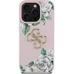 Guess PU Grained Roses 4G Metal Logo kryt pre iPhone 16 Pro, ružový