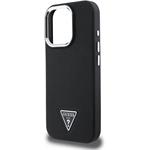 Guess PU Grained Triangle Logo kryt pre iPhone 16 Pro, čierny