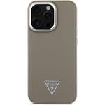 Guess PU Grained Triangle Logo kryt pre iPhone 16 Pro, hnedý