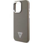 Guess PU Grained Triangle Logo kryt pre iPhone 16 Pro, hnedý