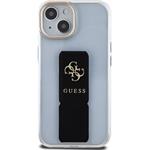 Guess PU Grip Stand 4G Metal Logo kryt pre iPhone 15, čierny