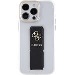 Guess PU Grip Stand 4G Metal Logo kryt pre iPhone 15 Pro, čierny