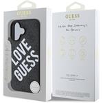 Guess PU Leather 4G Big Love Logo MagSafe kryt pre iPhone 16, čierny