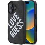 Guess PU Leather 4G Big Love Logo MagSafe kryt pre iPhone 16, čierny