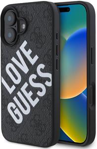 Guess PU Leather 4G Big Love Logo MagSafe kryt pre iPhone 16, čierny