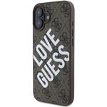 Guess PU Leather 4G Big Love Logo MagSafe kryt pre iPhone 16, hnedý