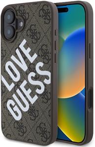 Guess PU Leather 4G Big Love Logo MagSafe kryt pre iPhone 16, hnedý