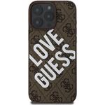 Guess PU Leather 4G Big Love Logo MagSafe kryt pre iPhone 16 Pro, hnedý