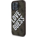 Guess PU Leather 4G Big Love Logo MagSafe kryt pre iPhone 16 Pro, hnedý