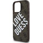 Guess PU Leather 4G Big Love Logo MagSafe kryt pre iPhone 16 Pro, hnedý