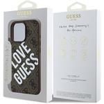 Guess PU Leather 4G Big Love Logo MagSafe kryt pre iPhone 16 Pro, hnedý