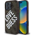 Guess PU Leather 4G Big Love Logo MagSafe kryt pre iPhone 16 Pro, hnedý