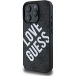 Guess PU Leather 4G Big Love Logo MagSafe kryt pre iPhone 16 Pro Max, čierny