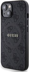 Guess PU Leather 4G Colored Ring MagSafe kryt pre iPhone 14, čierny