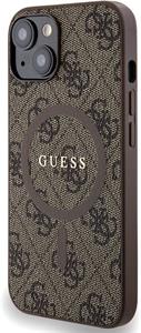 Guess PU Leather 4G Colored Ring MagSafe kryt pre iPhone 14, hnedý
