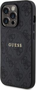 Guess PU Leather 4G Colored Ring MagSafe kryt pre iPhone 14 Pro, čierny