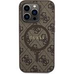 Guess PU Leather 4G Colored Ring MagSafe kryt pre iPhone 14 Pro, hnedý