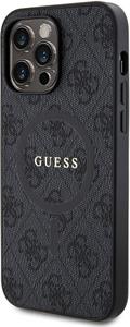 Guess PU Leather 4G Colored Ring MagSafe kryt pre iPhone 14 Pro Max, čierny